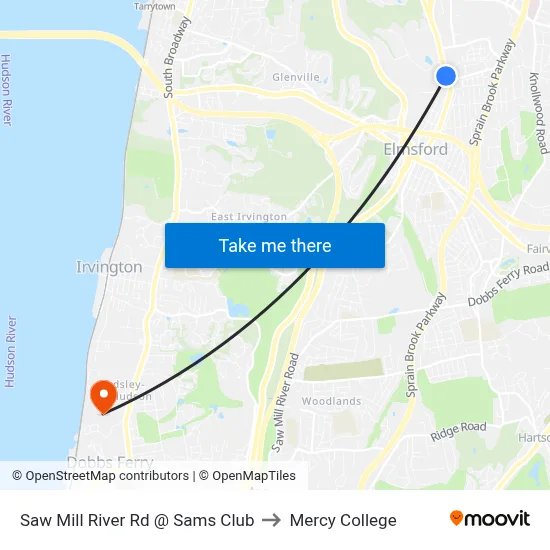 Saw Mill River Rd @ Sams Club to Mercy College map