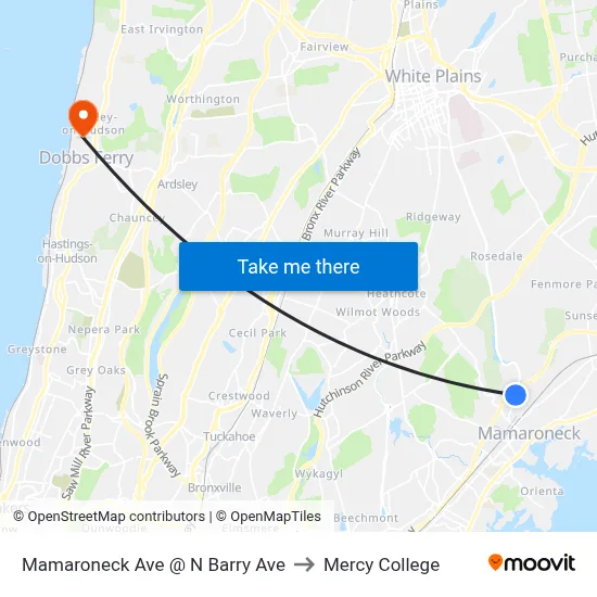 Mamaroneck Ave @ N Barry Ave to Mercy College map