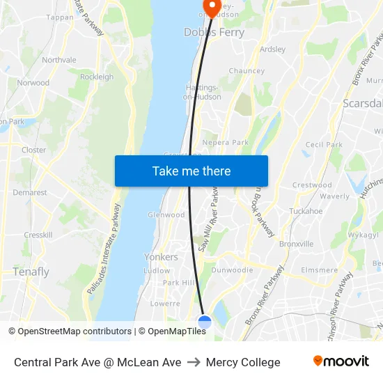 Central Park Ave @ McLean Ave to Mercy College map