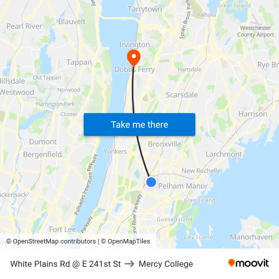 White Plains Rd @ E 241st St to Mercy College map