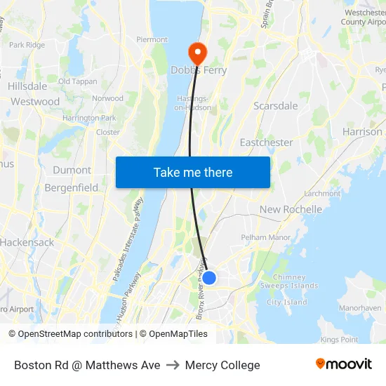 Boston Rd @ Matthews Ave to Mercy College map
