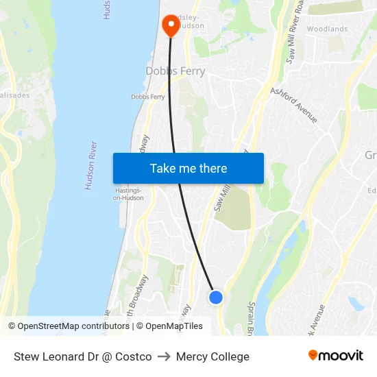 Stew Leonard Dr @ Costco to Mercy College map