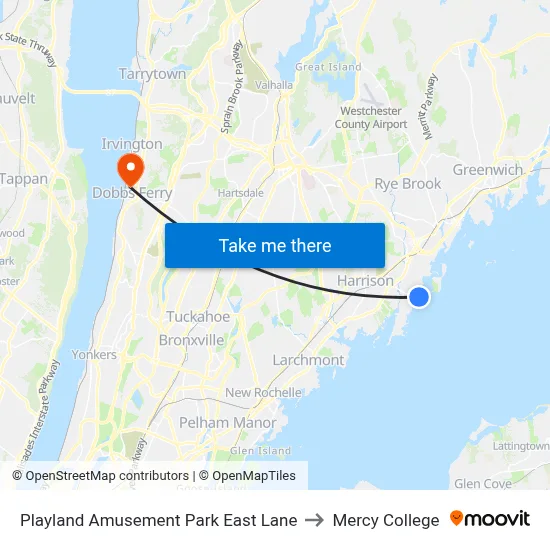 Playland Amusement Park East Lane to Mercy College map