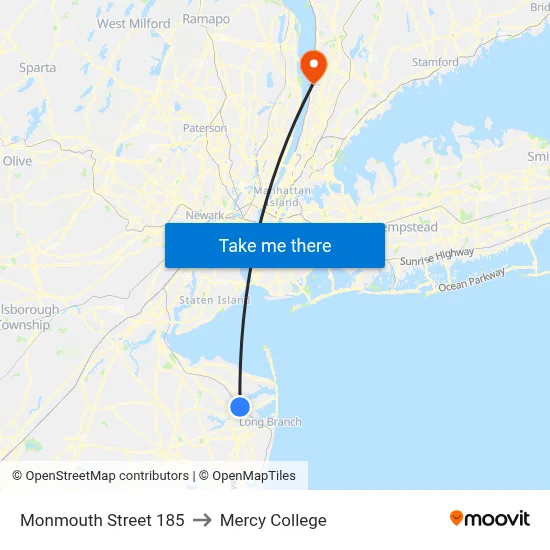 Monmouth Street 185 to Mercy College map