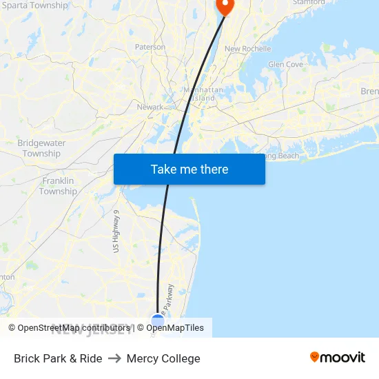 Brick Park & Ride to Mercy College map