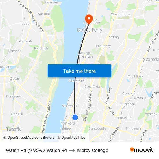 Walsh Rd @ 95-97 Walsh Rd to Mercy College map