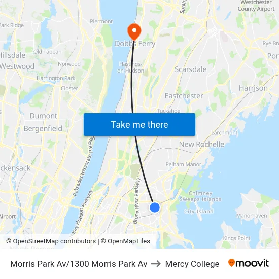 Morris Park Av/1300 Morris Park Av to Mercy College map