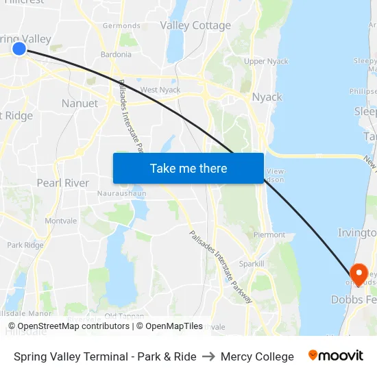 Spring Valley Terminal - Park & Ride to Mercy College map