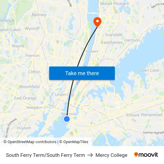 South Ferry Term/South Ferry Term to Mercy College map