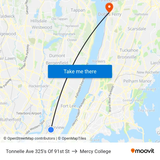 Tonnelle Ave 325's Of 91st St to Mercy College map