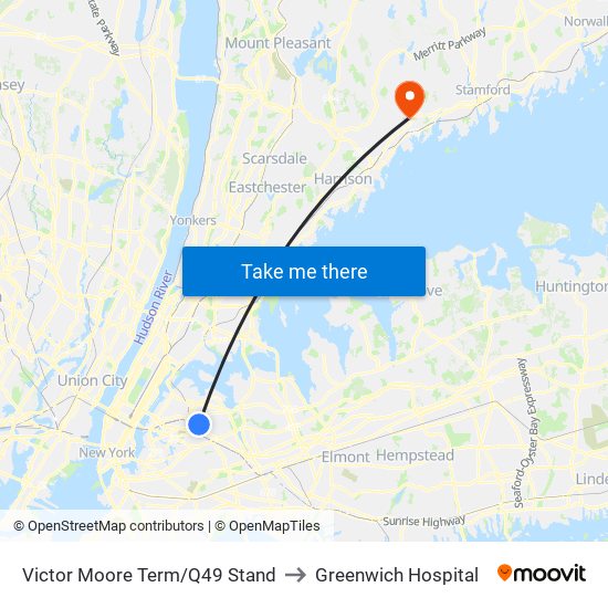 Victor Moore Term/Q49 Stand to Greenwich Hospital map