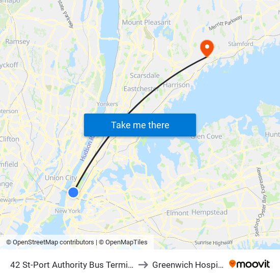 42 St-Port Authority Bus Terminal to Greenwich Hospital map