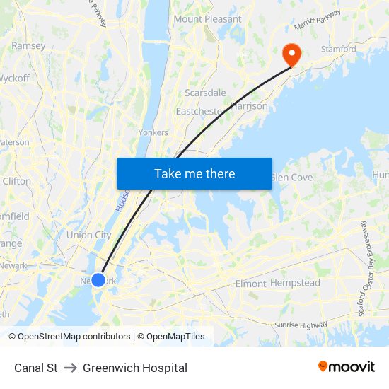 Canal St to Greenwich Hospital map