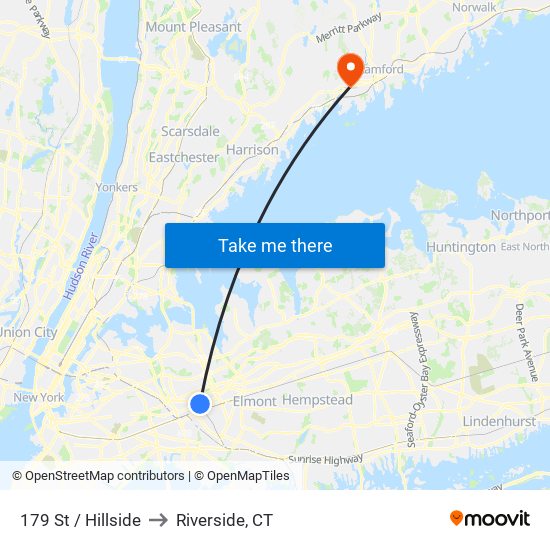 179 St / Hillside to Riverside, CT map