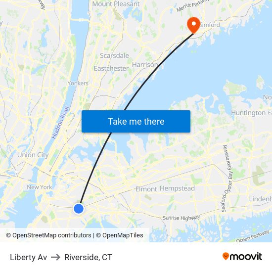 Liberty Av to Riverside, CT map