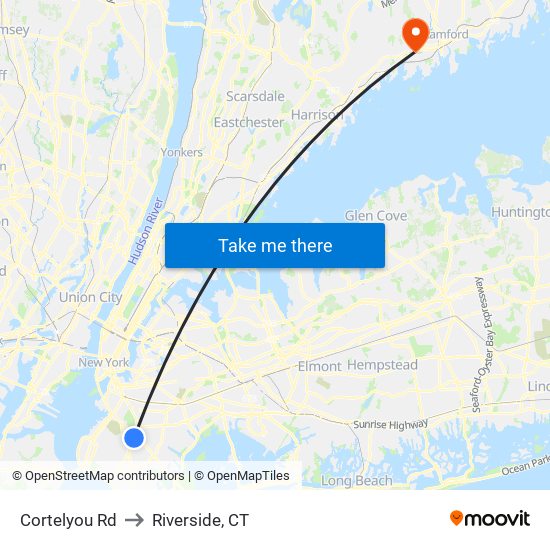 Cortelyou Rd to Riverside, CT map