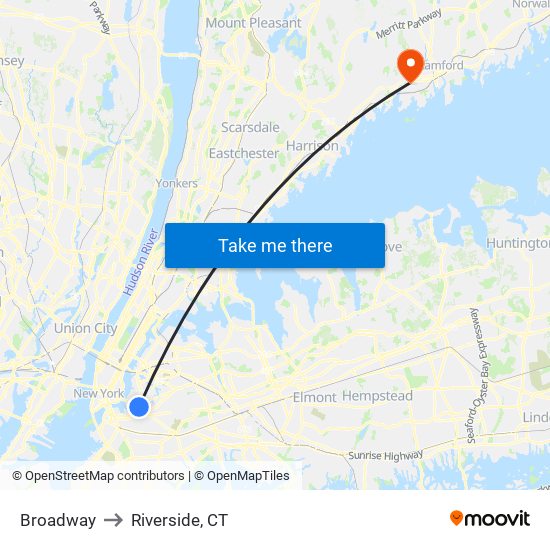 Broadway to Riverside, CT map