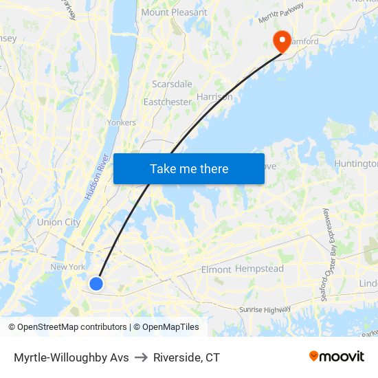 Myrtle-Willoughby Avs to Riverside, CT map