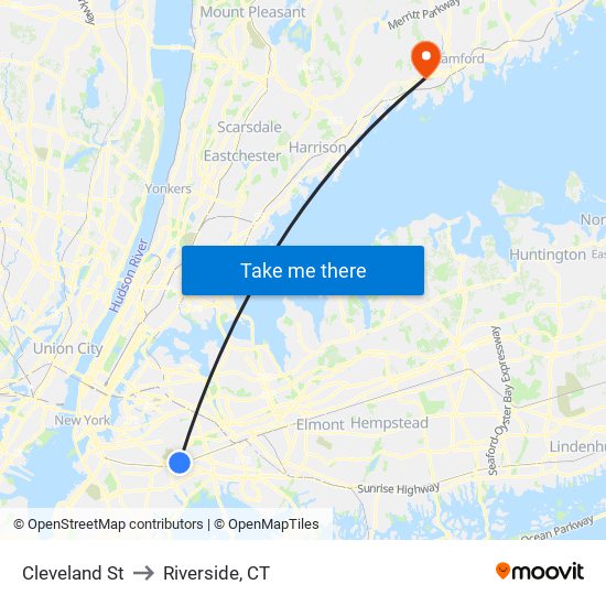 Cleveland St to Riverside, CT map