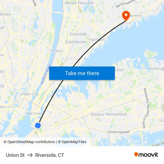 Union St to Riverside, CT map