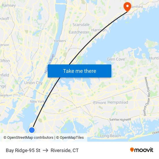 Bay Ridge-95 St to Riverside, CT map