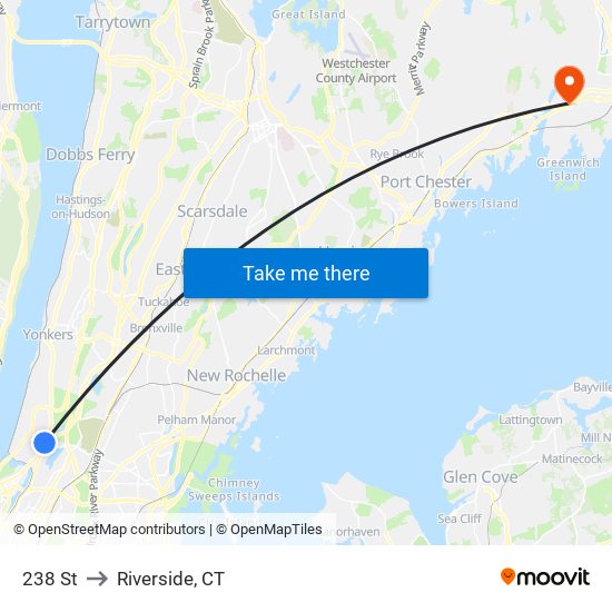 238 St to Riverside, CT map