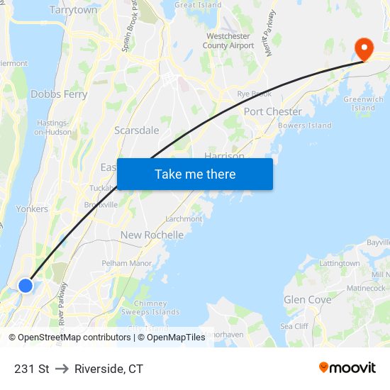 231 St to Riverside, CT map