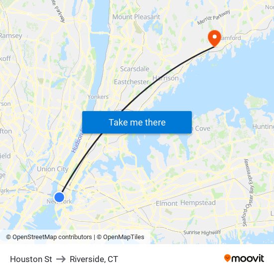 Houston St to Riverside, CT map