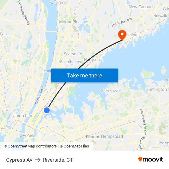 Cypress Av to Riverside, CT map