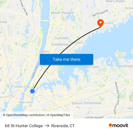 68 St-Hunter College to Riverside, CT map