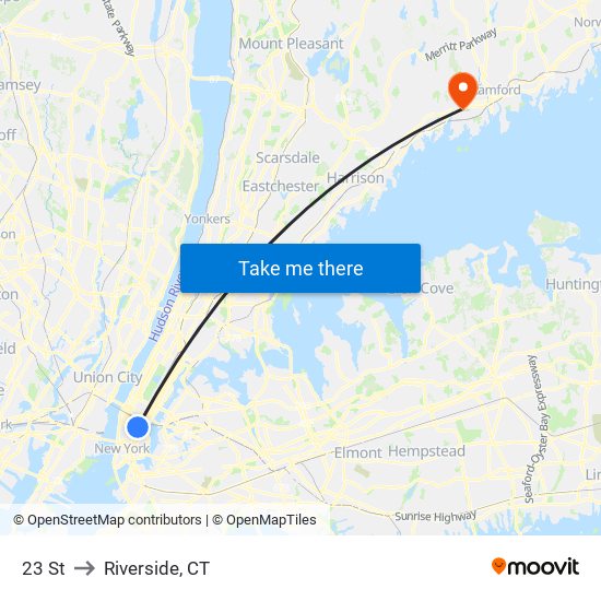 23 St to Riverside, CT map