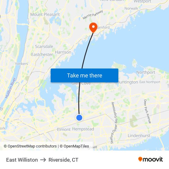 East Williston to Riverside, CT map