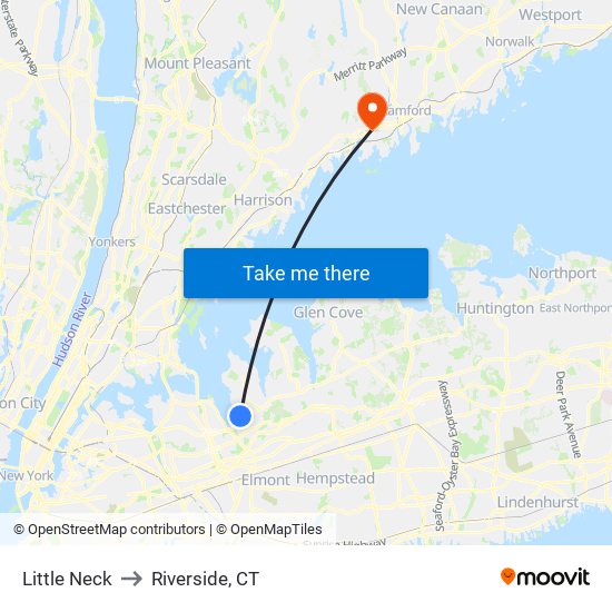 Little Neck to Riverside, CT map