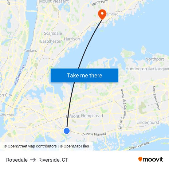 Rosedale to Riverside, CT map