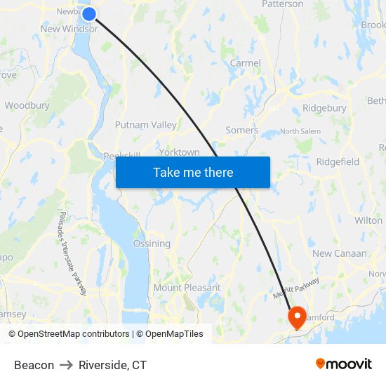 Beacon to Riverside, CT map