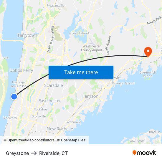 Greystone to Riverside, CT map