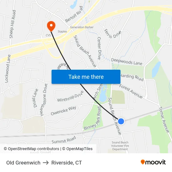Old Greenwich to Riverside, CT map