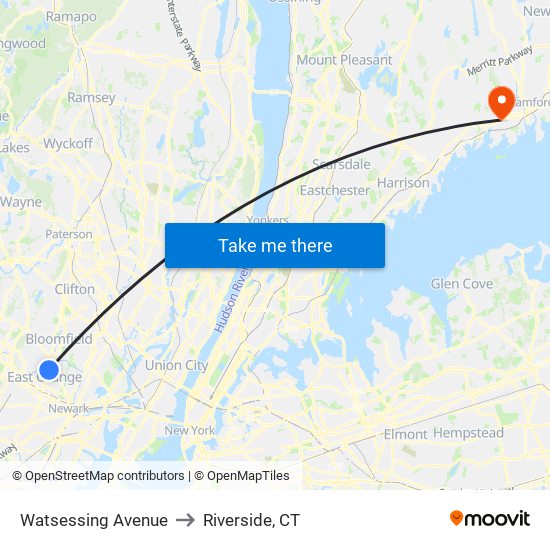 Watsessing Avenue to Riverside, CT map