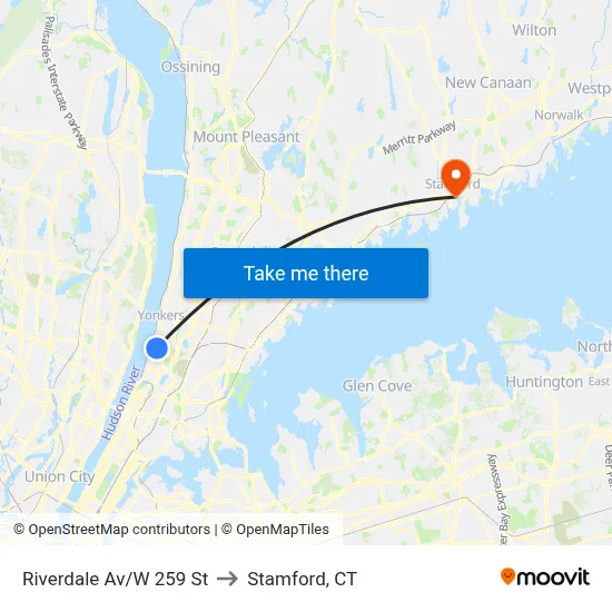Riverdale Av/W 259 St to Stamford, CT map