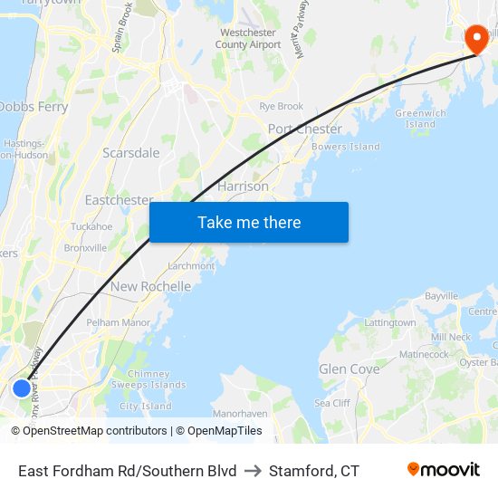 East Fordham Rd/Southern Blvd to Stamford, CT map