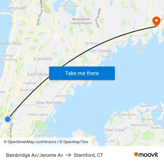 Bainbridge Av/Jerome Av to Stamford, CT map