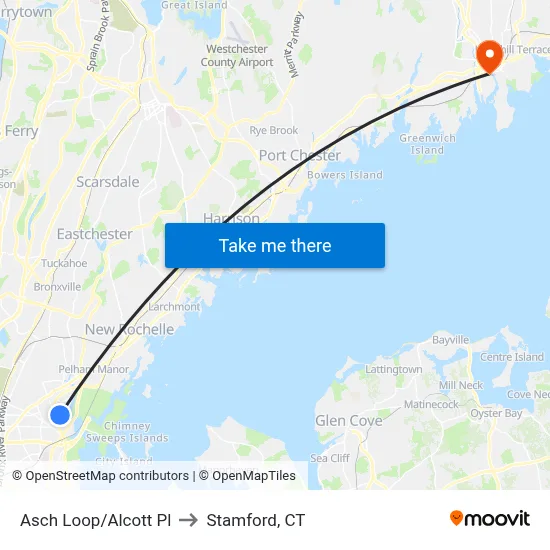 Asch Loop/Alcott Pl to Stamford, CT map