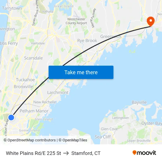 White Plains Rd/E 225 St to Stamford, CT map
