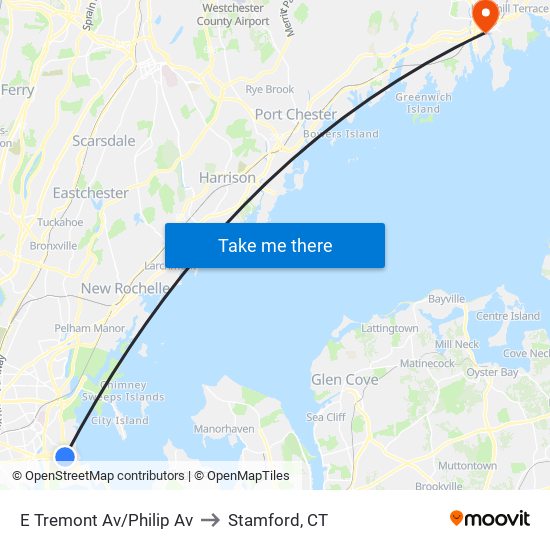 E Tremont Av/Philip Av to Stamford, CT map