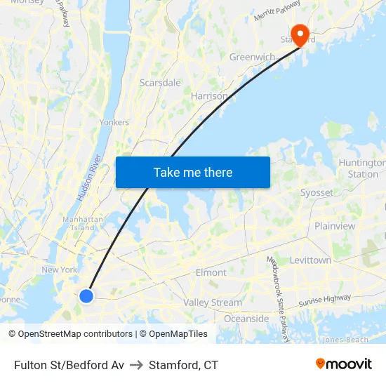 Fulton St/Bedford Av to Stamford, CT map