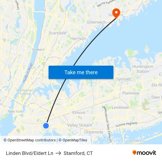 Linden Blvd/Eldert Ln to Stamford, CT map