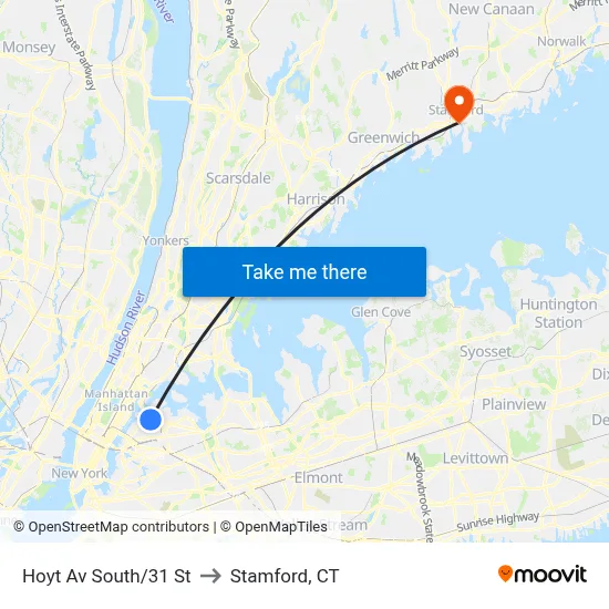 Hoyt Av South/31 St to Stamford, CT map