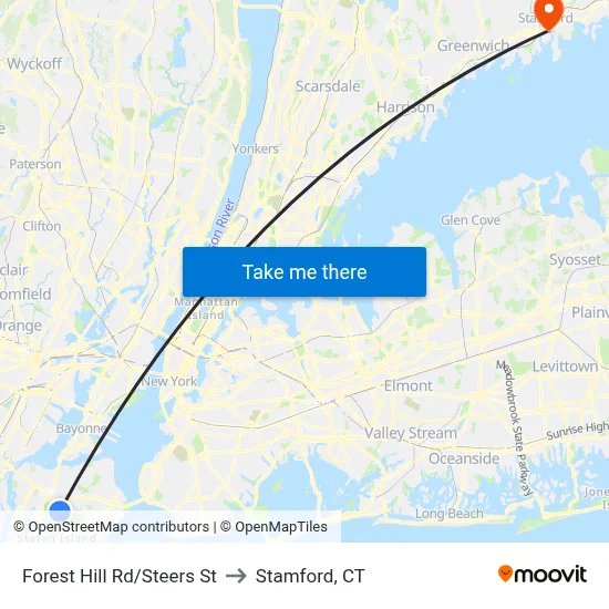 Forest Hill Rd/Steers  St to Stamford, CT map