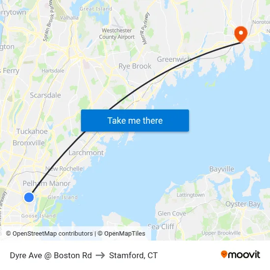 Dyre Ave @ Boston Rd to Stamford, CT map