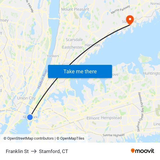 Franklin St to Stamford, CT map